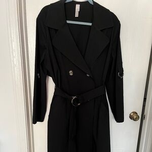 Marla Wynne Black Trench Coat Size L